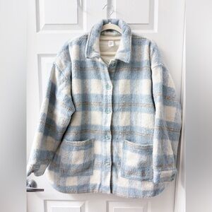 L-Space Seaside Plaid Button-Up Jacket